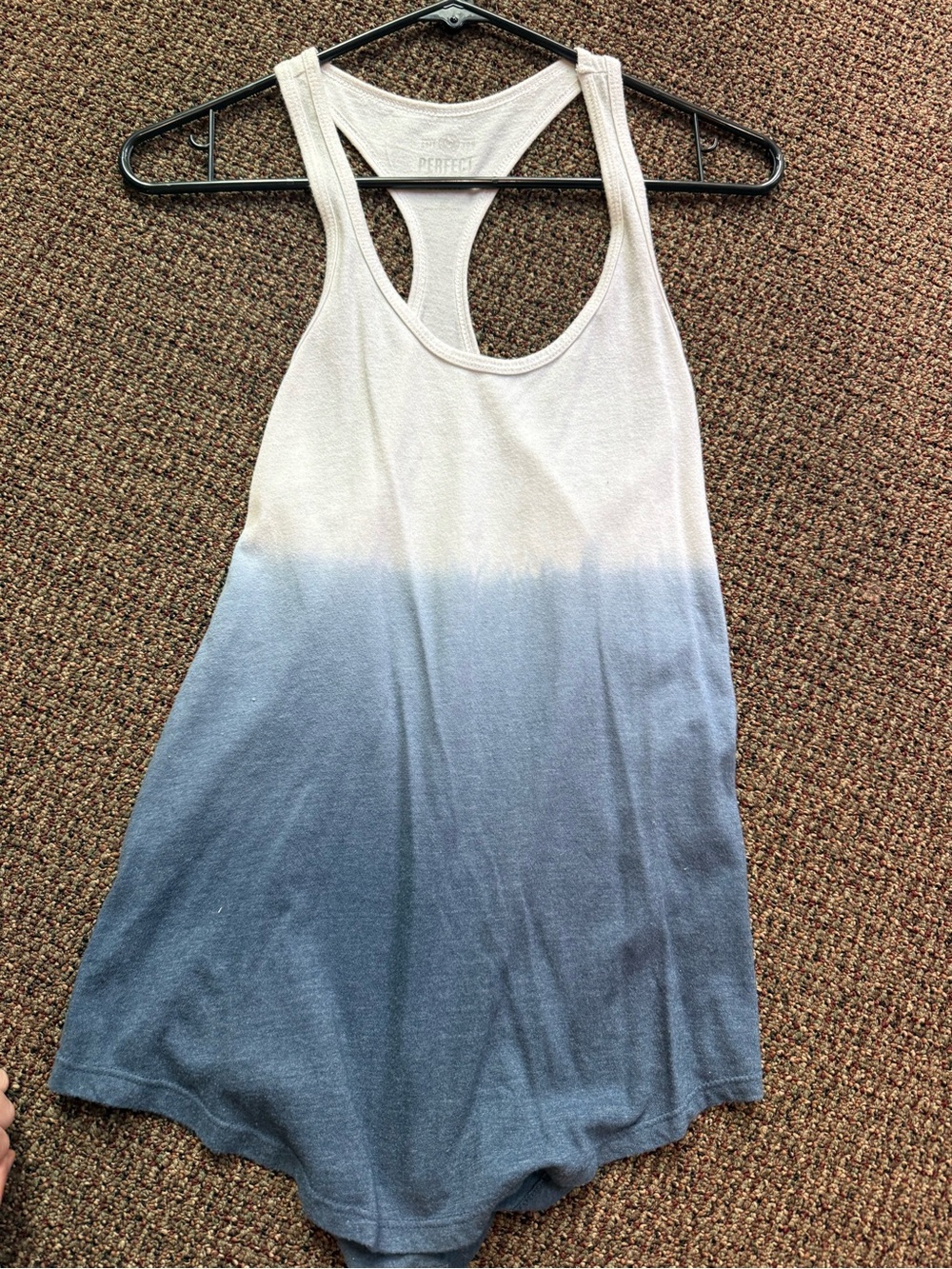 Sleeveless Ombre Tank Top - White to Blue Racerback